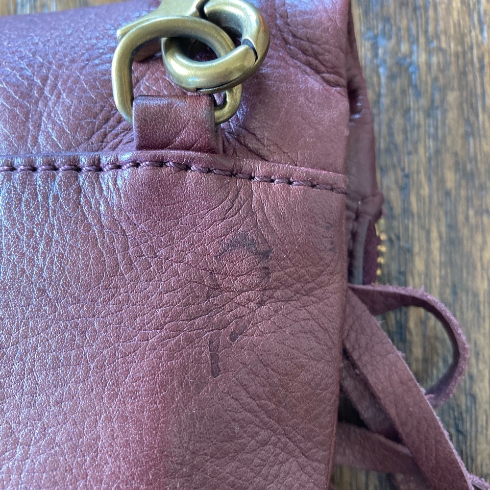 The Frye Company Heidi Leather Crossbody Fringe Purse Oxblood Burgundy - Picture 15 of 15